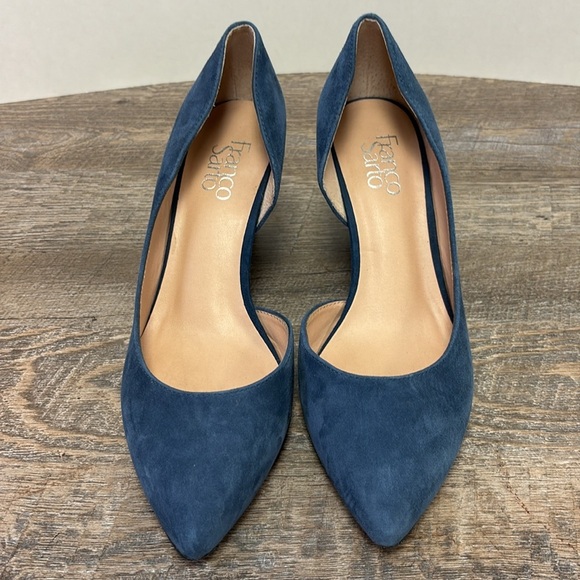 Franco Sarto FELICE D’Orsay Blue Suede Heeled Wedge 8.5 - Picture 2 of 11